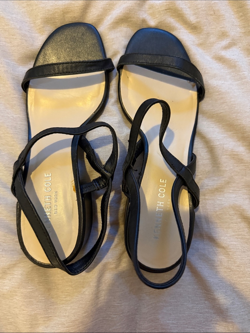 Kenneth Cole Black Leather Strappy Slingback Sandals